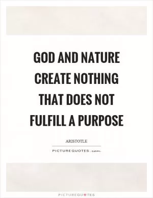God and nature create nothing that does not fulfill a purpose Picture Quote #1