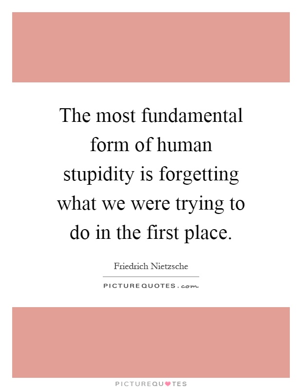 The most fundamental form of human stupidity is forgetting what we were trying to do in the first place Picture Quote #1