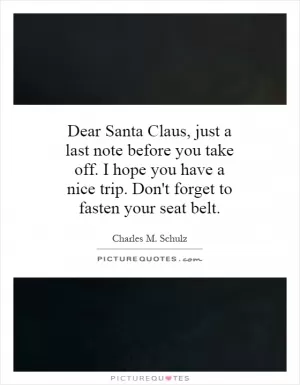 Dear Santa Claus, just a last note before you take off. I hope you have a nice trip. Don't forget to fasten your seat belt Picture Quote #1