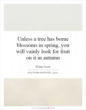Unless a tree has borne blossoms in spring, you will vainly look for fruit on it in autumn Picture Quote #1