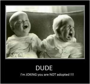 Dude, I'm joking you are not adopted Picture Quote #1