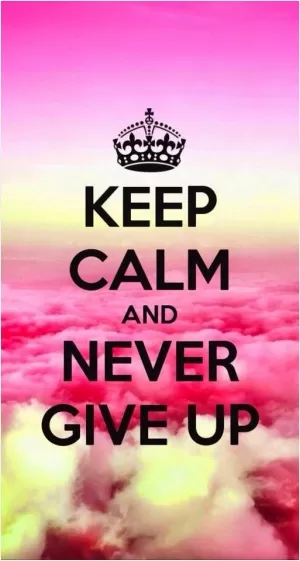 Keep calm and never give up Picture Quote #1