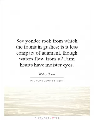 See yonder rock from which the fountain gushes; is it less compact of adamant, though waters flow from it? Firm hearts have moister eyes Picture Quote #1