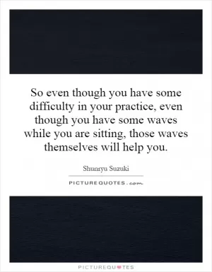 So even though you have some difficulty in your practice, even though you have some waves while you are sitting, those waves themselves will help you Picture Quote #1