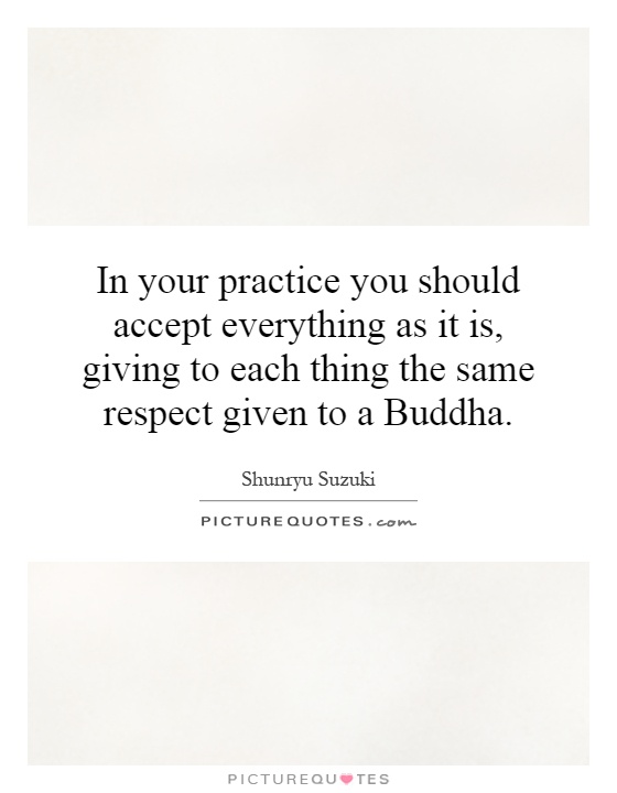 In your practice you should accept everything as it is, giving to each thing the same respect given to a Buddha Picture Quote #1