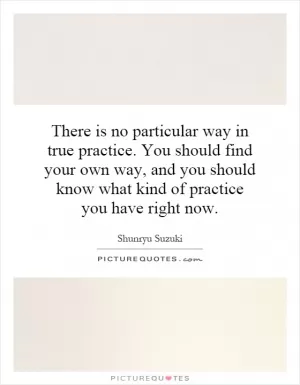 There is no particular way in true practice. You should find your own way, and you should know what kind of practice you have right now Picture Quote #1