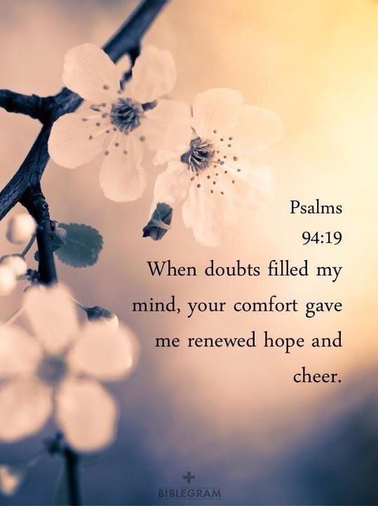 When doubts filled my mind, your comfort gave me renewed hope and cheer Picture Quote #1
