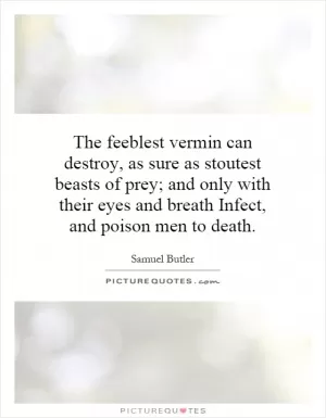The feeblest vermin can destroy, as sure as stoutest beasts of prey; and only with their eyes and breath Infect, and poison men to death Picture Quote #1