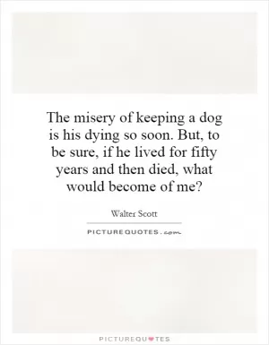 The misery of keeping a dog is his dying so soon. But, to be sure, if he lived for fifty years and then died, what would become of me? Picture Quote #1