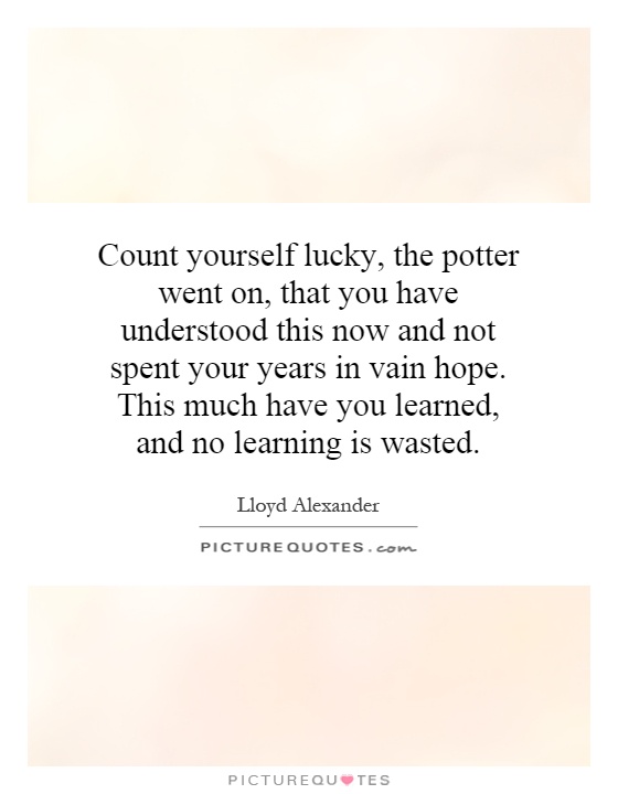 Count yourself lucky, the potter went on, that you have understood this now and not spent your years in vain hope. This much have you learned, and no learning is wasted Picture Quote #1