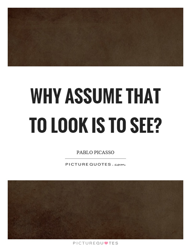 Why assume that to look is to see? Picture Quote #1