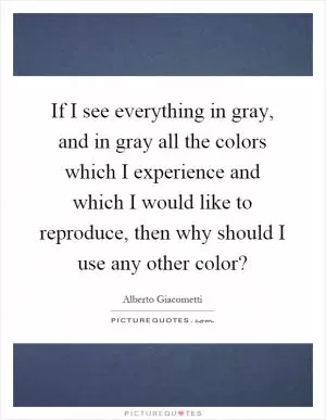 If I see everything in gray, and in gray all the colors which I experience and which I would like to reproduce, then why should I use any other color? Picture Quote #1