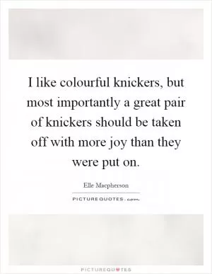 I like colourful knickers, but most importantly a great pair of knickers should be taken off with more joy than they were put on Picture Quote #1