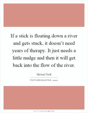 If a stick is floating down a river and gets stuck, it doesn’t need years of therapy. It just needs a little nudge and then it will get back into the flow of the river Picture Quote #1
