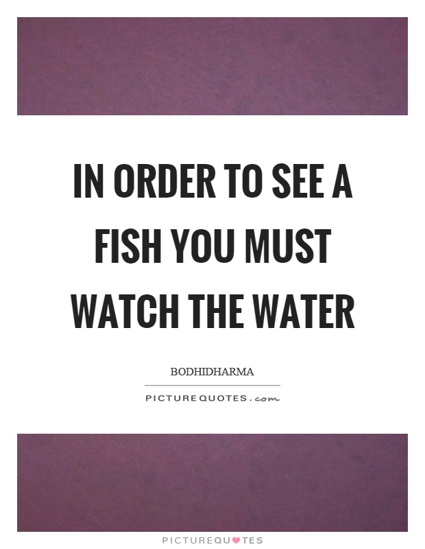 In order to see a fish you must watch the water Picture Quote #1