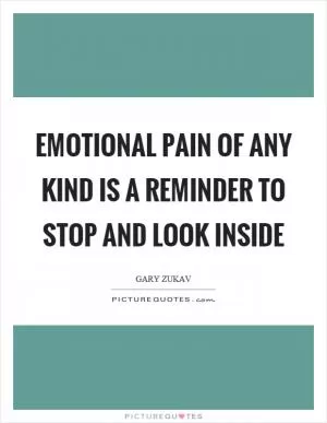 Emotional pain of any kind is a reminder to stop and look inside Picture Quote #1