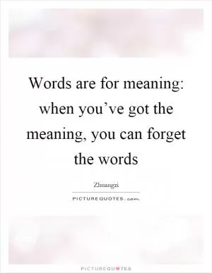 Words are for meaning: when you’ve got the meaning, you can forget the words Picture Quote #1