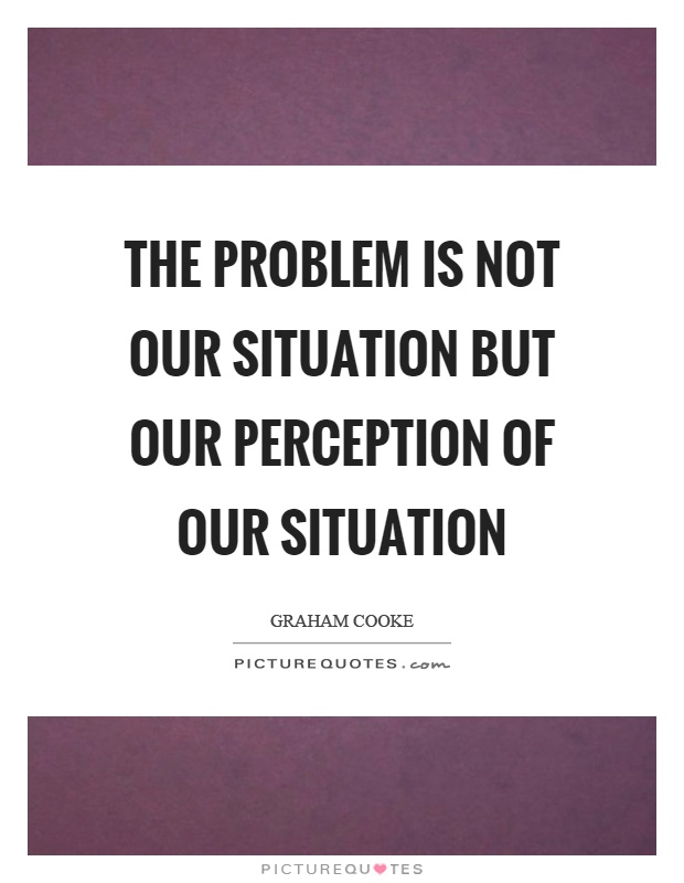 The problem is not our situation but our perception of our situation Picture Quote #1