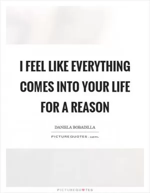 I feel like everything comes into your life for a reason Picture Quote #1