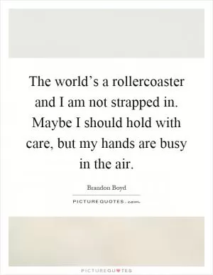 The world’s a rollercoaster and I am not strapped in. Maybe I should hold with care, but my hands are busy in the air Picture Quote #1