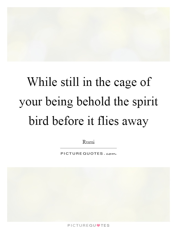 While still in the cage of your being behold the spirit bird before it flies away Picture Quote #1