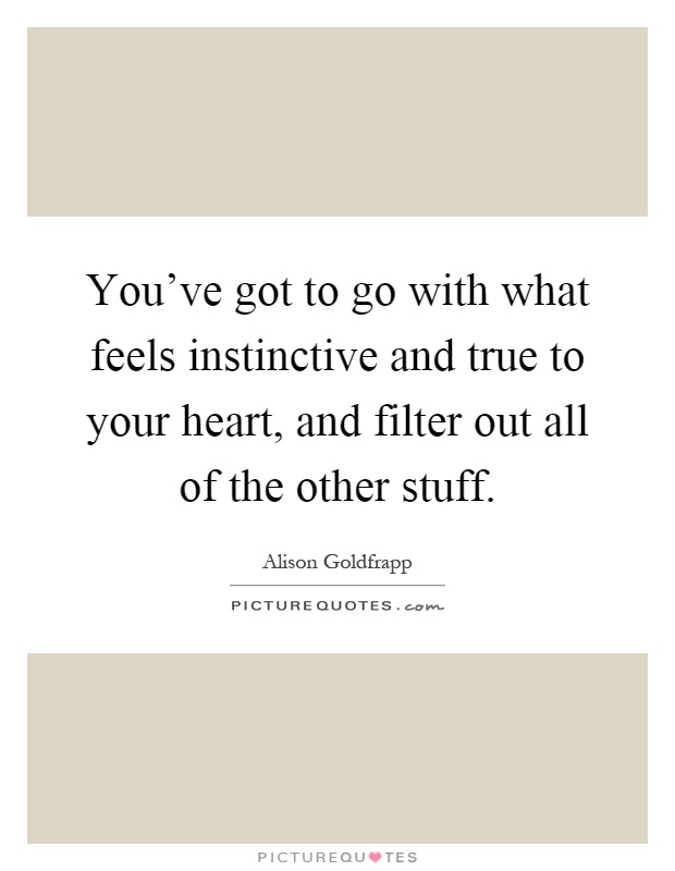 You've got to go with what feels instinctive and true to your heart, and filter out all of the other stuff Picture Quote #1