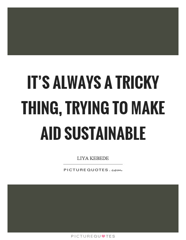 It's always a tricky thing, trying to make aid sustainable Picture Quote #1