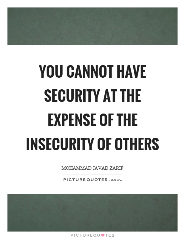 You cannot have security at the expense of the insecurity of others Picture Quote #1