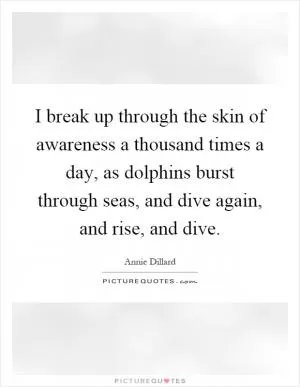 I break up through the skin of awareness a thousand times a day, as dolphins burst through seas, and dive again, and rise, and dive Picture Quote #1