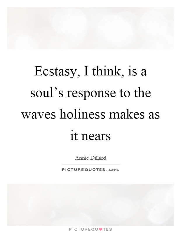 Ecstasy, I think, is a soul's response to the waves holiness makes as it nears Picture Quote #1