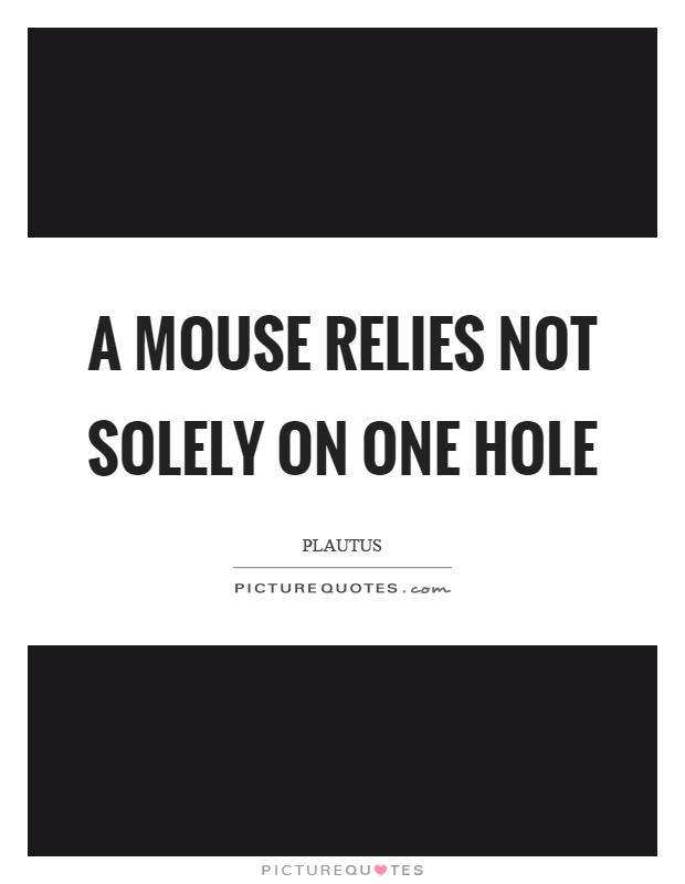 A mouse relies not solely on one hole Picture Quote #1