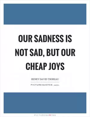Our sadness is not sad, but our cheap joys Picture Quote #1