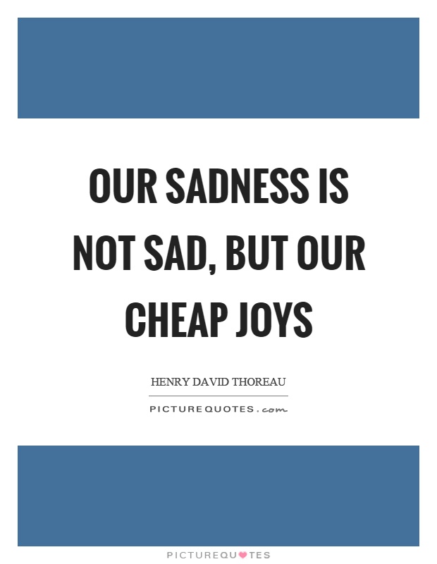 Our sadness is not sad, but our cheap joys Picture Quote #1