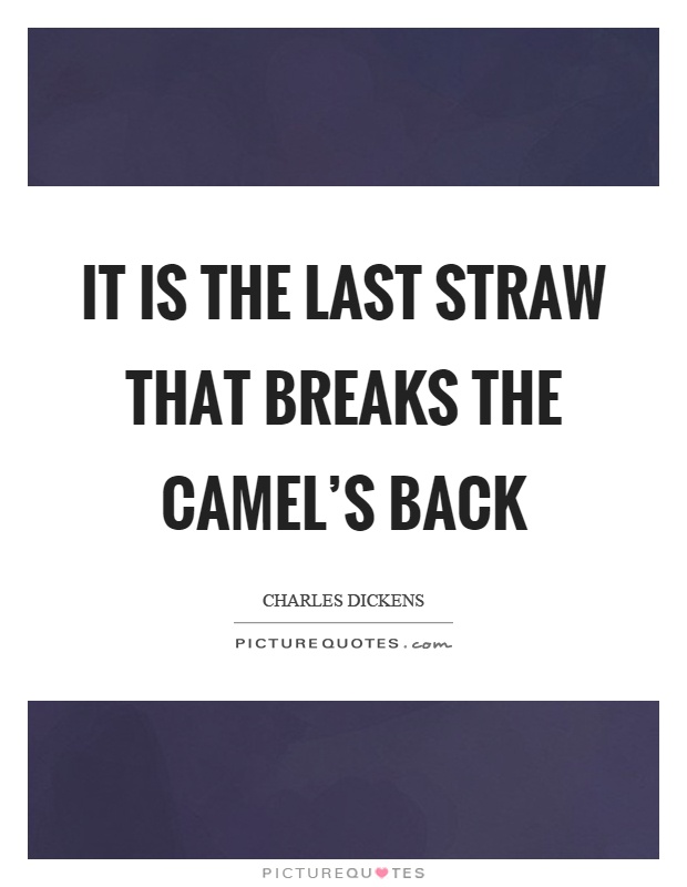 It is the last straw that breaks the camel's back Picture Quote #1
