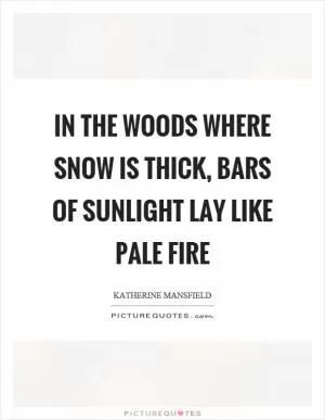 In the woods where snow is thick, bars of sunlight lay like pale fire Picture Quote #1