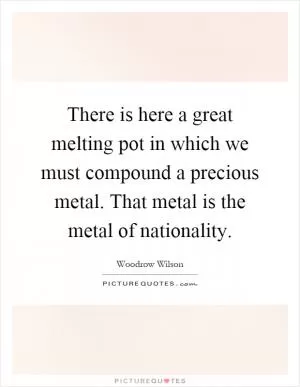 There is here a great melting pot in which we must compound a precious metal. That metal is the metal of nationality Picture Quote #1
