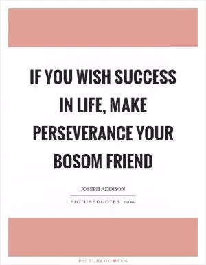 If you wish success in life, make perseverance your bosom friend Picture Quote #1