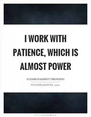 I work with patience, which is almost power Picture Quote #1