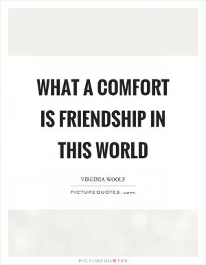 What a comfort is friendship in this world Picture Quote #1