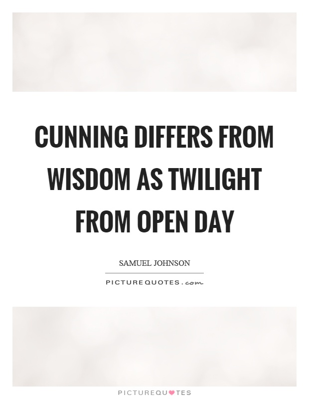 Cunning differs from wisdom as twilight from open day Picture Quote #1