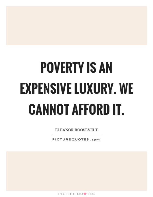 Poverty is an expensive luxury. We cannot afford it Picture Quote #1