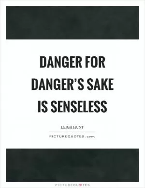 Danger for danger’s sake is senseless Picture Quote #1