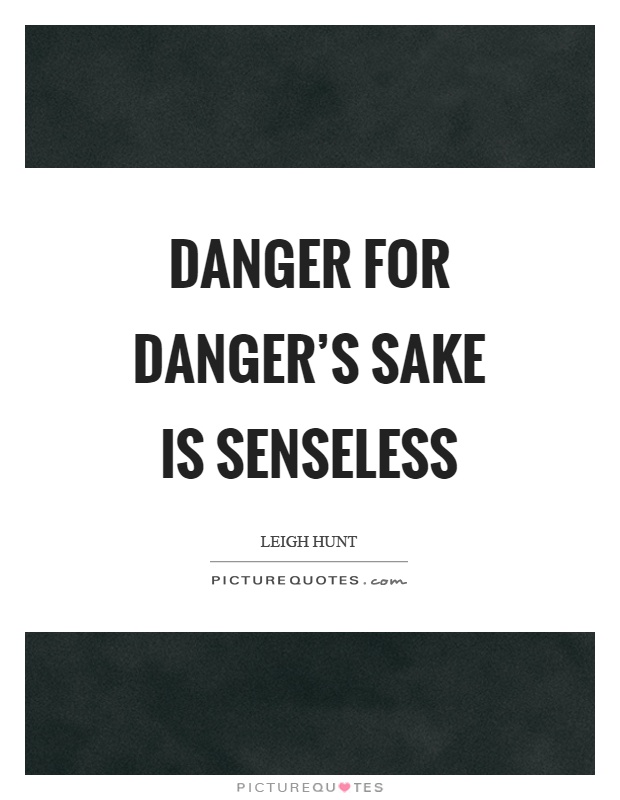 Danger for danger's sake is senseless Picture Quote #1