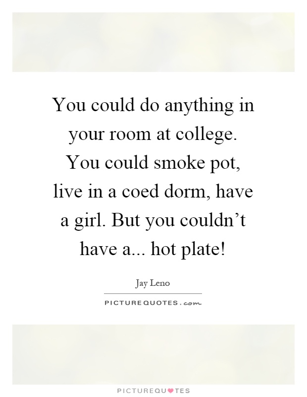 You could do anything in your room at college. You could smoke pot, live in a coed dorm, have a girl. But you couldn't have a... hot plate! Picture Quote #1