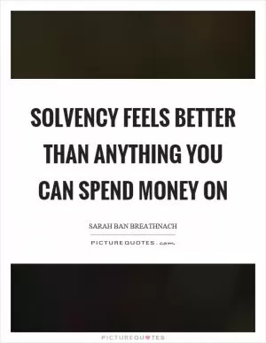 Solvency feels better than anything you can spend money on Picture Quote #1