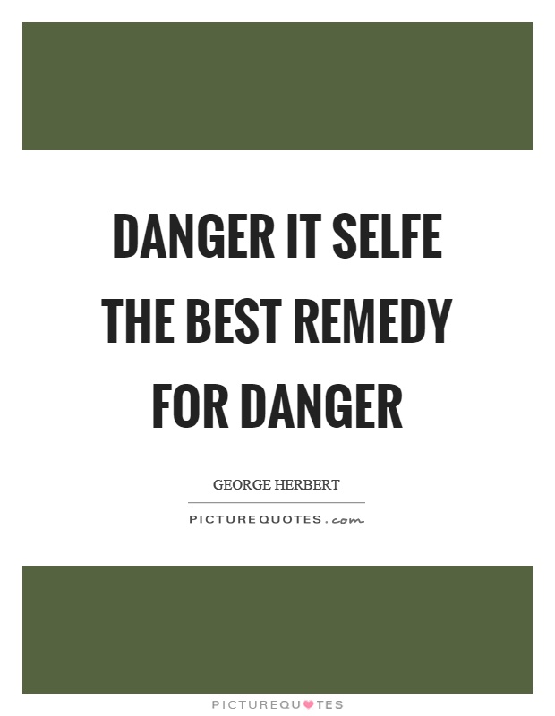Danger it selfe the best remedy for danger Picture Quote #1