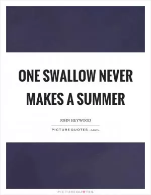One swallow never makes a summer Picture Quote #1