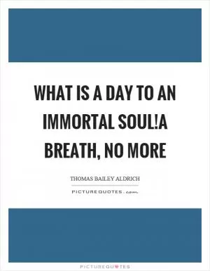 What is a day to an immortal soul!A breath, no more Picture Quote #1