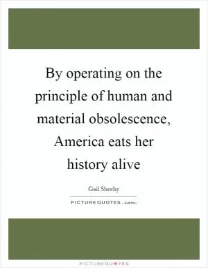 By operating on the principle of human and material obsolescence, America eats her history alive Picture Quote #1