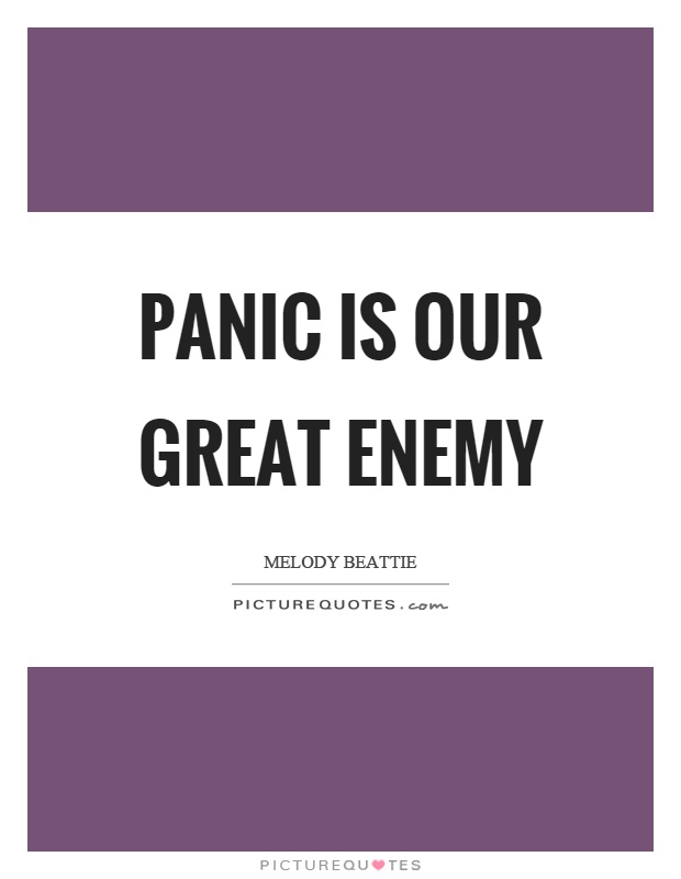 Panic is our great enemy Picture Quote #1